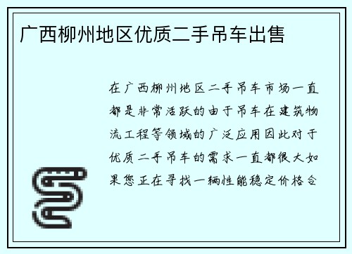 广西柳州地区优质二手吊车出售