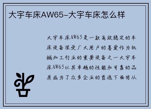 大宇车床AW65-大宇车床怎么样